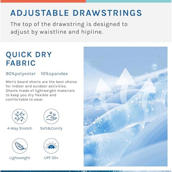 Men's Board/Swim Shorts. 4-way Stretch. UPF50. Key Holder. Surf Cuz 30" - Picture 10 of 13